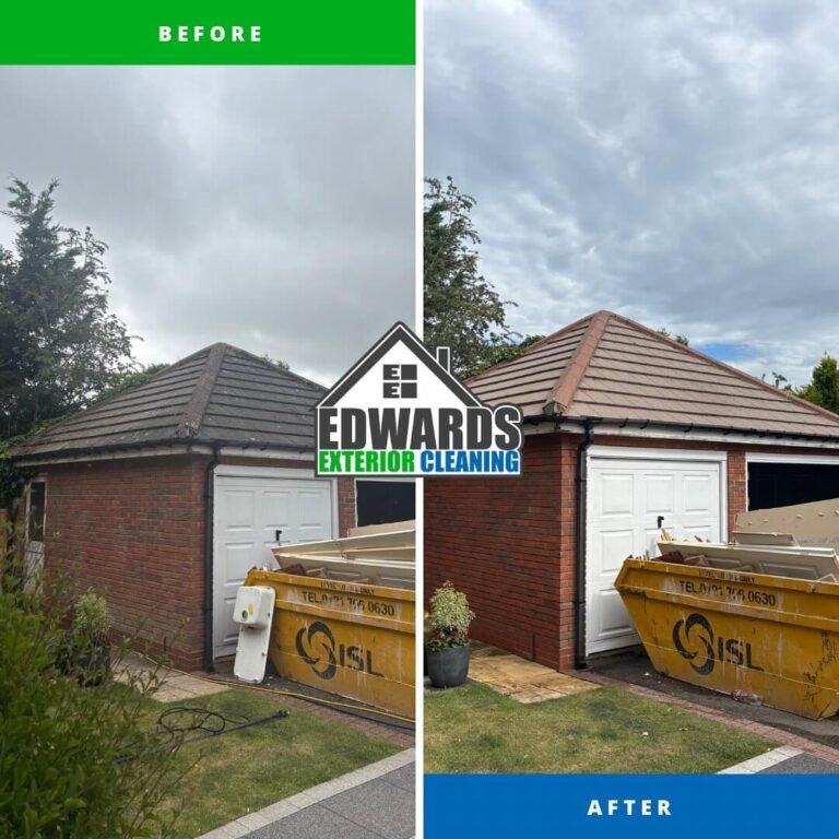 Professional roof cleaning in Solihull removing moss and algae
