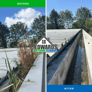 Overflowing gutter before cleaning on a property in Coventry